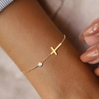 Gold Diamond Cross Bracelet
