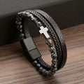 Obsidian Cross Bracelet