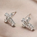 Cross Rhinestone Earrings Pair