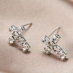 Cross Rhinestone Earrings Pair